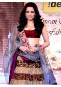 Dazzling Diva Brick Red, Beige Brown & Pale Deep Purple Lehenga Choli
