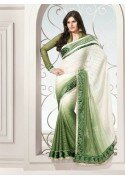 Exotic Aloe Vera Green & Ivory Embroidered Saree